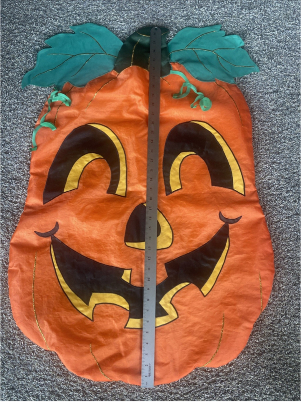 VTG Nylon 36” FLAG Hanging Jack-O-Lantern Halloween Pumpkin Yard Decor EUC Y2K - Picture 2 of 5